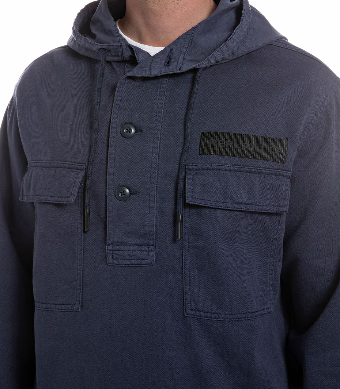 コットンサテンプルオーバーシャツ 詳細画像 ブルー 3